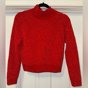 Poof! Orange Cowl Neck Sweater with Textured Knit